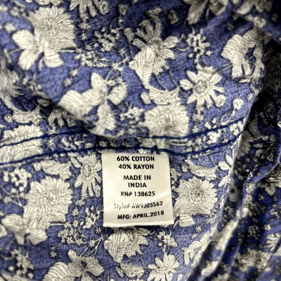 Alexander Jordan Shirt Mens‎ XL Blue Floral Long Sleeves Casual Button Down - Picture 11 of 15